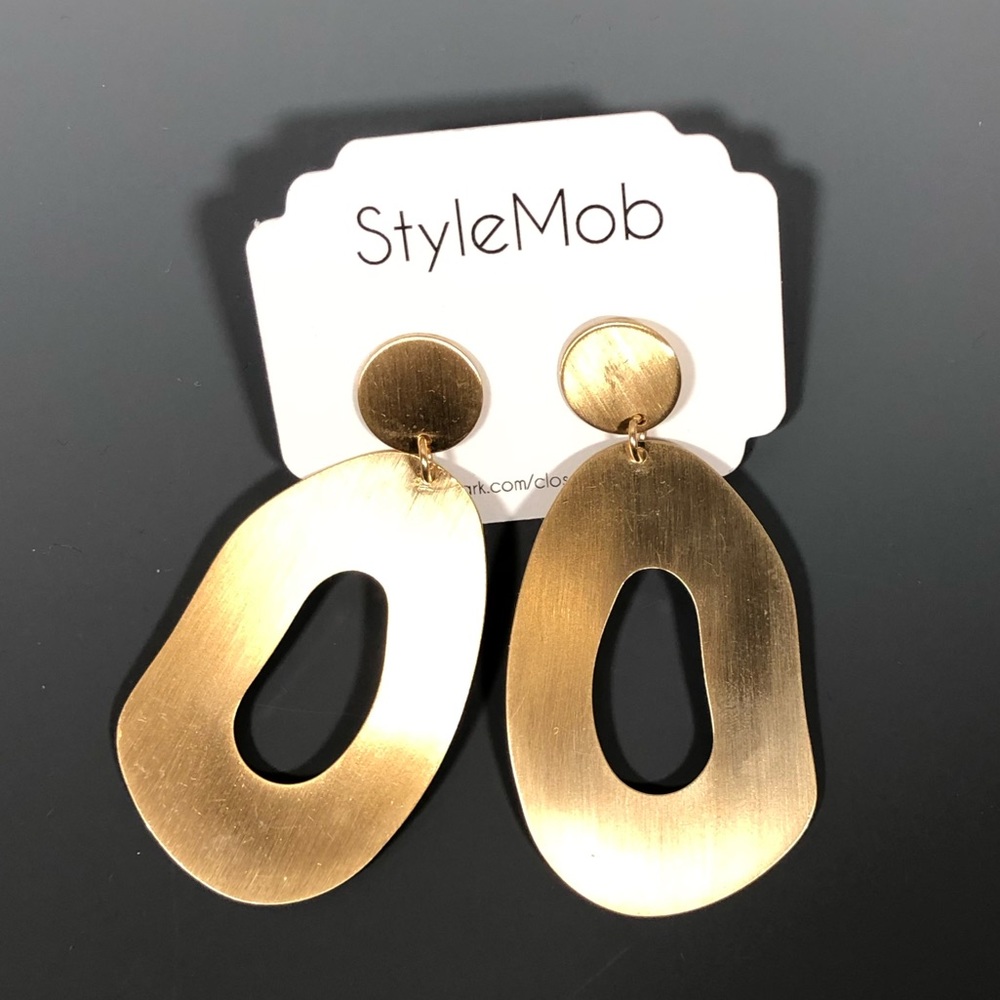 New! Brushed gold abstract earrings.